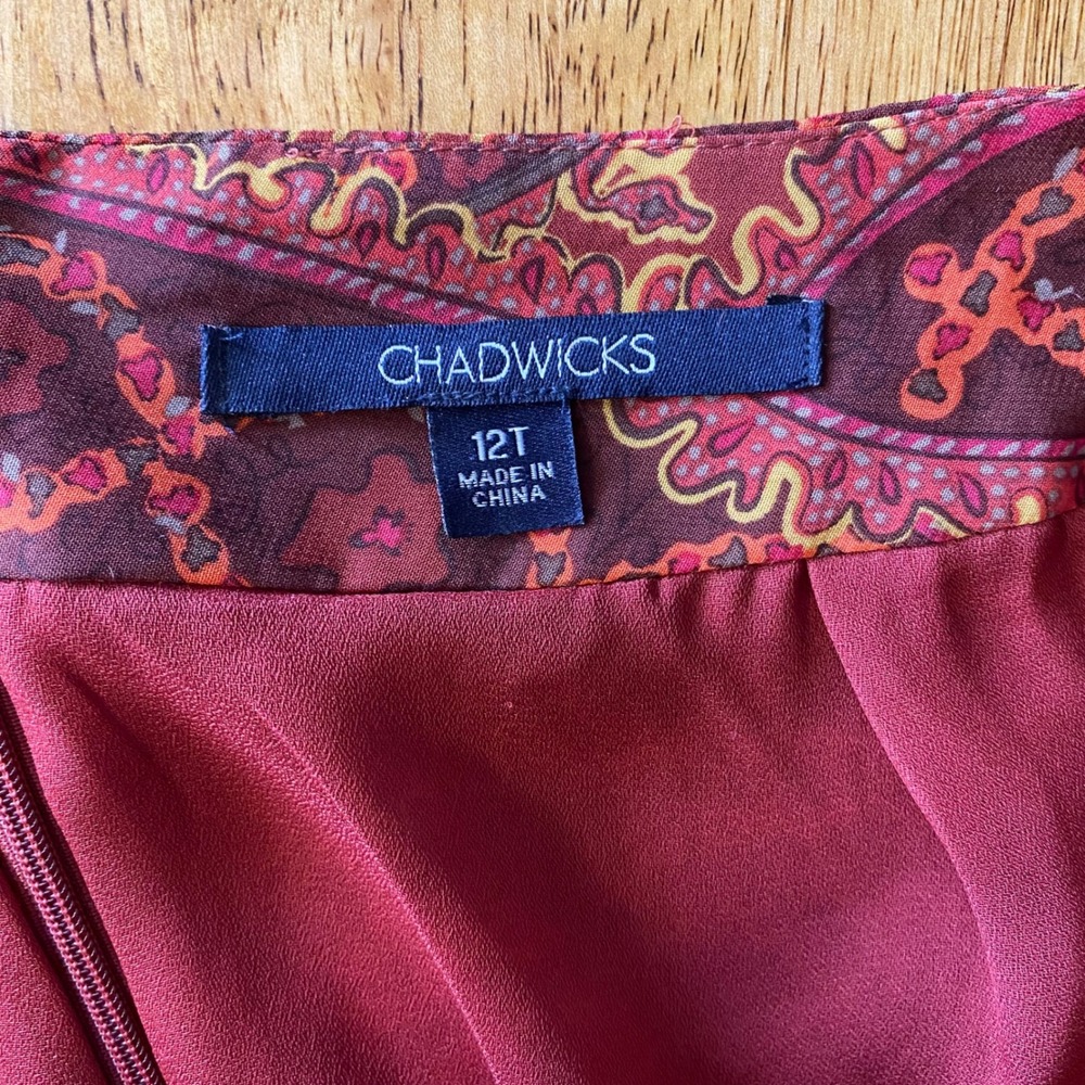 Chadwicks Paisley Tiered Maxi Skirt Size 12 Tall Orange Boho Fairy Gypsy Hippie - Picture 6 of 7
